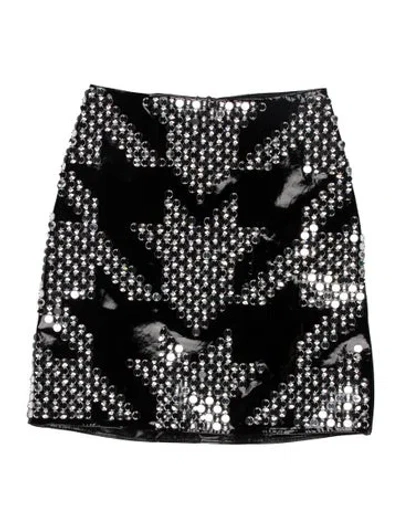 Pre-owned David Koma Leather Mini Skirt In Black