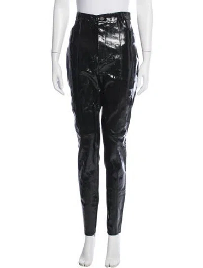 Pre-owned David Koma Leather Straight Leg Pants In Blue