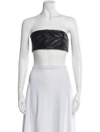 Pre-owned David Koma Leather Strapless Crop Top In Black