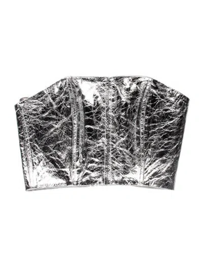 Pre-owned David Koma Leather Strapless Crop Top W/ Tags In Black