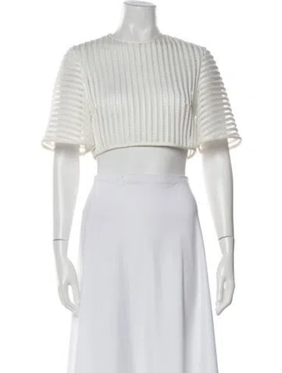 Pre-owned David Koma Leather Striped Crop Top In White