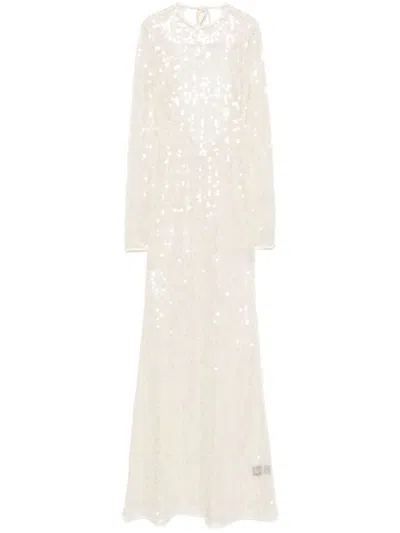 David Koma Light Beige Sequin Dress With Open Back