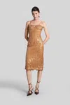 David Koma Stylish Sequin Mini Dress With Cut-out Detail And Shoulder Straps In Brown