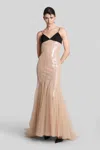 David Koma Long Dress In Beige Polyester In Neutral