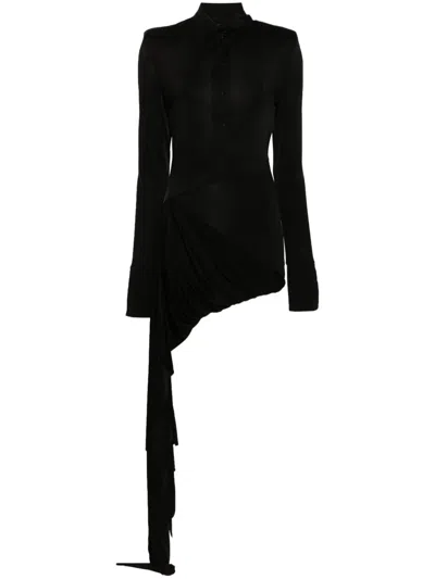 David Koma Draped Jersey Mini Shirt Dress In Black