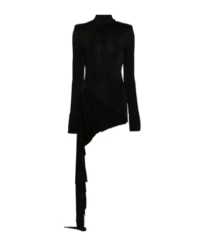 DAVID KOMA LONG-SLEEVE ASYMMETRIC DRESS