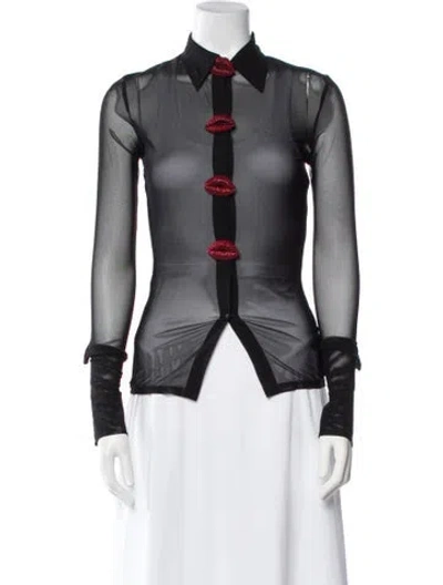 Pre-owned David Koma Long Sleeve Button-up Top In Black