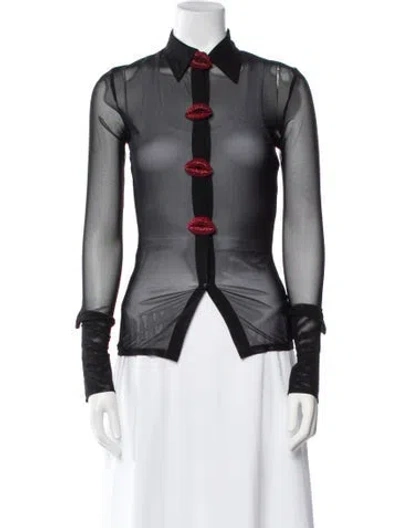 Pre-owned David Koma Long Sleeve Button-up Top In Black