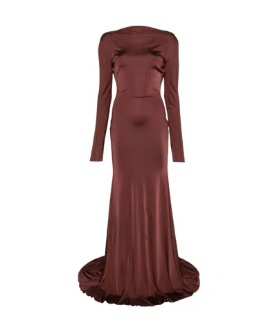 DAVID KOMA DAVID KOMA GATHERED OPEN-BACK GOWN