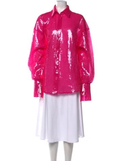 Pre-owned David Koma Long Sleeve Tunic W/ Tags In Pink