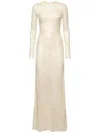 David Koma Sequined Open Back Long Sleeve Gown In Neutrals