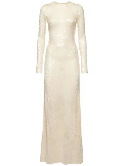 DAVID KOMA LONG SLEEVED SEQUIN GOWN