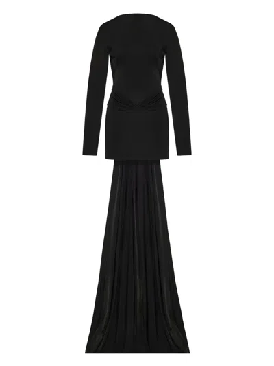 David Koma Long-sleeves Draped Mini Dress In Black