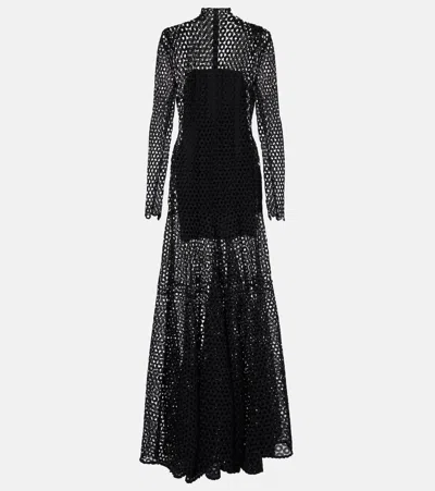 David Koma Macramé Gown In Black