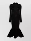 David Koma Mermaid Dress With Long Sleeves And High Neck In Metallic