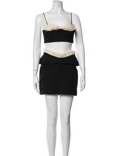 Pre-owned David Koma Mesh Accents Skirt Set In Black