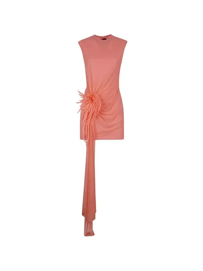 David Koma Mesh Floral-appliqué Mini Dress In Pink