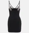David Koma Mesh-panel Embellished Minidress In Black/silver