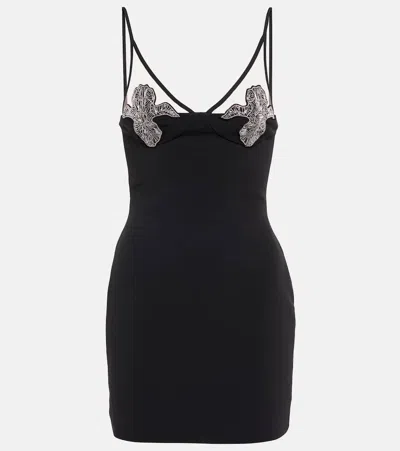 David Koma Mesh-panel Embellished Minidress In Black Silver