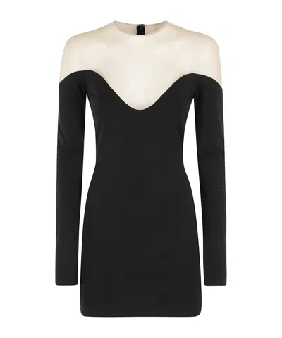 DAVID KOMA MESH-PANELLING MINI DRESS