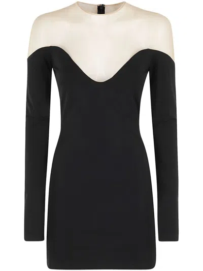 DAVID KOMA MESH-PANELLING MINI DRESS