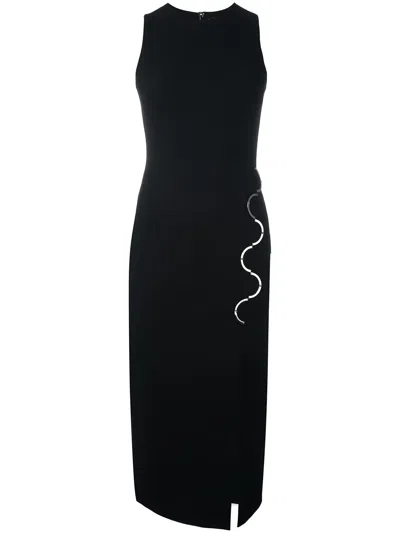 David Koma Metal Detail Fitted Dress In Black