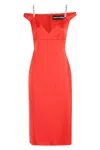 David Koma Vibrant Red Midi Dress In Red