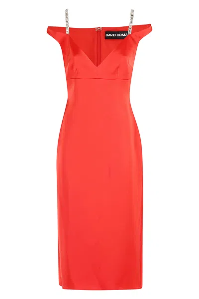 David Koma Midi Dress In Red