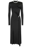 David Koma Midi-length Jersey Dress With Crystal Outline In Black