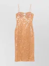 David Koma Midi Sequin Dress Featuring Shoulder Straps In Brown