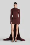 David Koma Mini Dress In Bordeaux Viscose In Burgundy