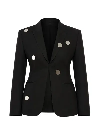 David Koma Mirror-embellished Peak-lapel Blazer In Black