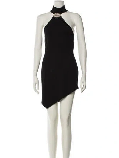 Pre-owned David Koma Mock Neck Knee-length Dress In Black