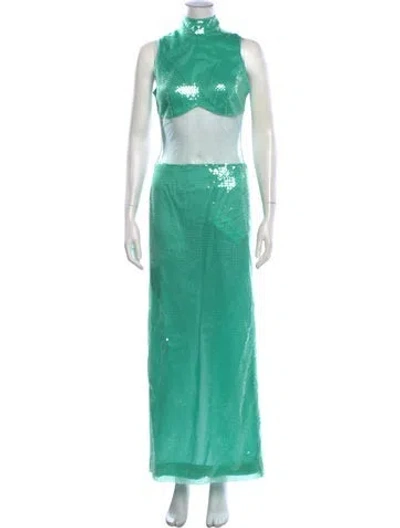 Pre-owned David Koma Mock Neck Long Dress W/ Tags In Green