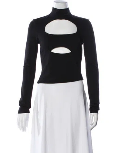 Pre-owned David Koma Mock Neck Long Sleeve Top In Black