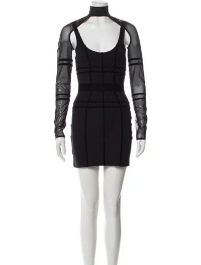 Pre-owned David Koma Mock Neck Mini Dress In Black
