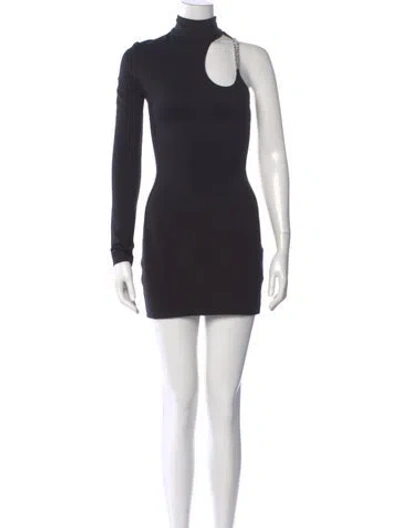 Pre-owned David Koma Mock Neck Mini Dress In Black