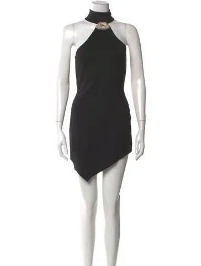 Pre-owned David Koma Mock Neck Mini Dress In Black