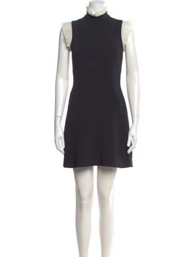 Pre-owned David Koma Mock Neck Mini Dress In Black
