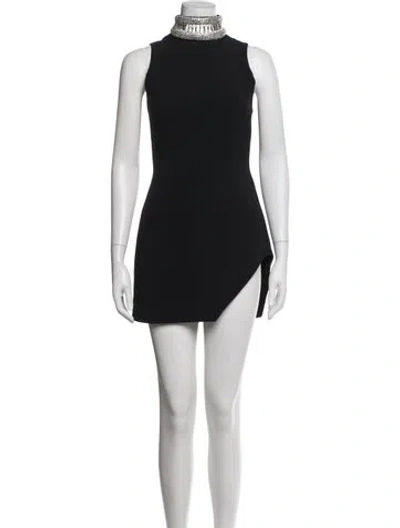 Pre-owned David Koma Mock Neck Mini Dress In Black