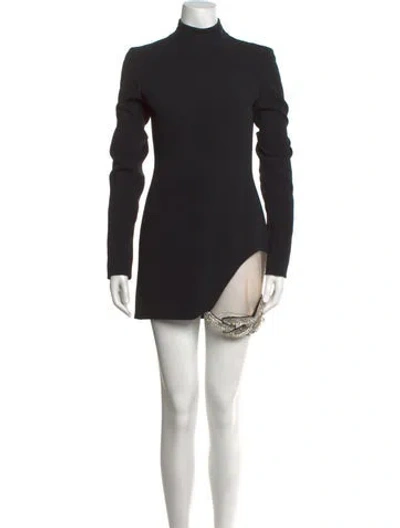 Pre-owned David Koma Mock Neck Mini Dress In Black