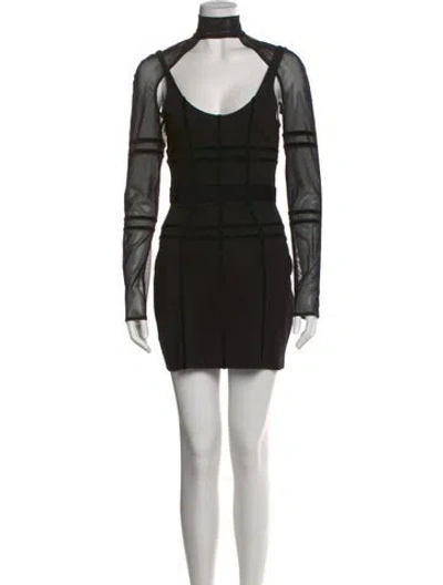 Pre-owned David Koma Mock Neck Mini Dress W/ Tags In Black