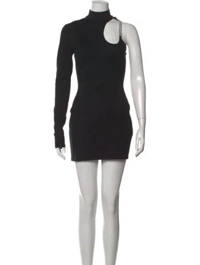 Pre-owned David Koma Mock Neck Mini Dress W/ Tags In Black