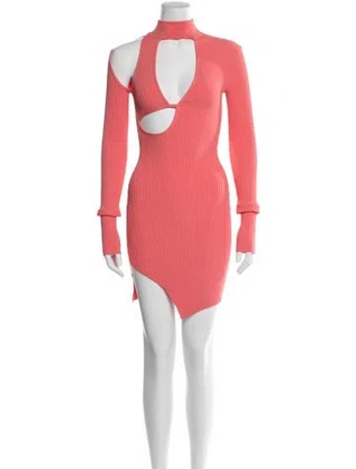 Pre-owned David Koma Mock Neck Mini Dress W/ Tags In Pink