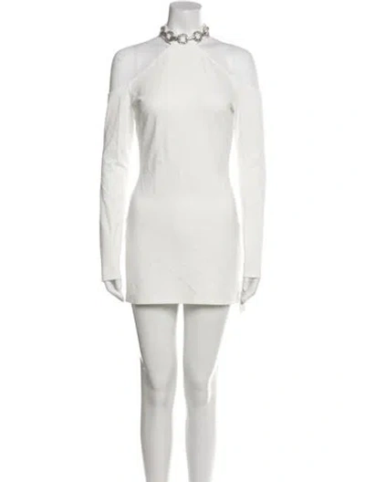 Pre-owned David Koma Mock Neck Mini Dress W/ Tags In White