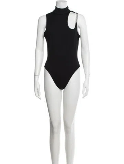 Pre-owned David Koma Mock Neck Sleeveless Bodysuit In Black