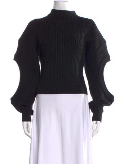 Pre-owned David Koma Mock Neck Sweater In Black