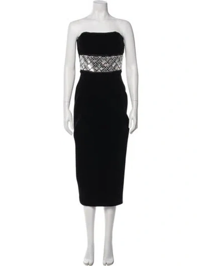 Pre-owned David Koma Mother Of Pearl Long Dress In Black