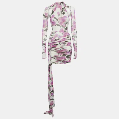 Pre-owned David Koma Multicolour Floral Print Jersey Ruched Mini Dress S
