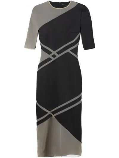 David Koma Net Insert Dress In Black